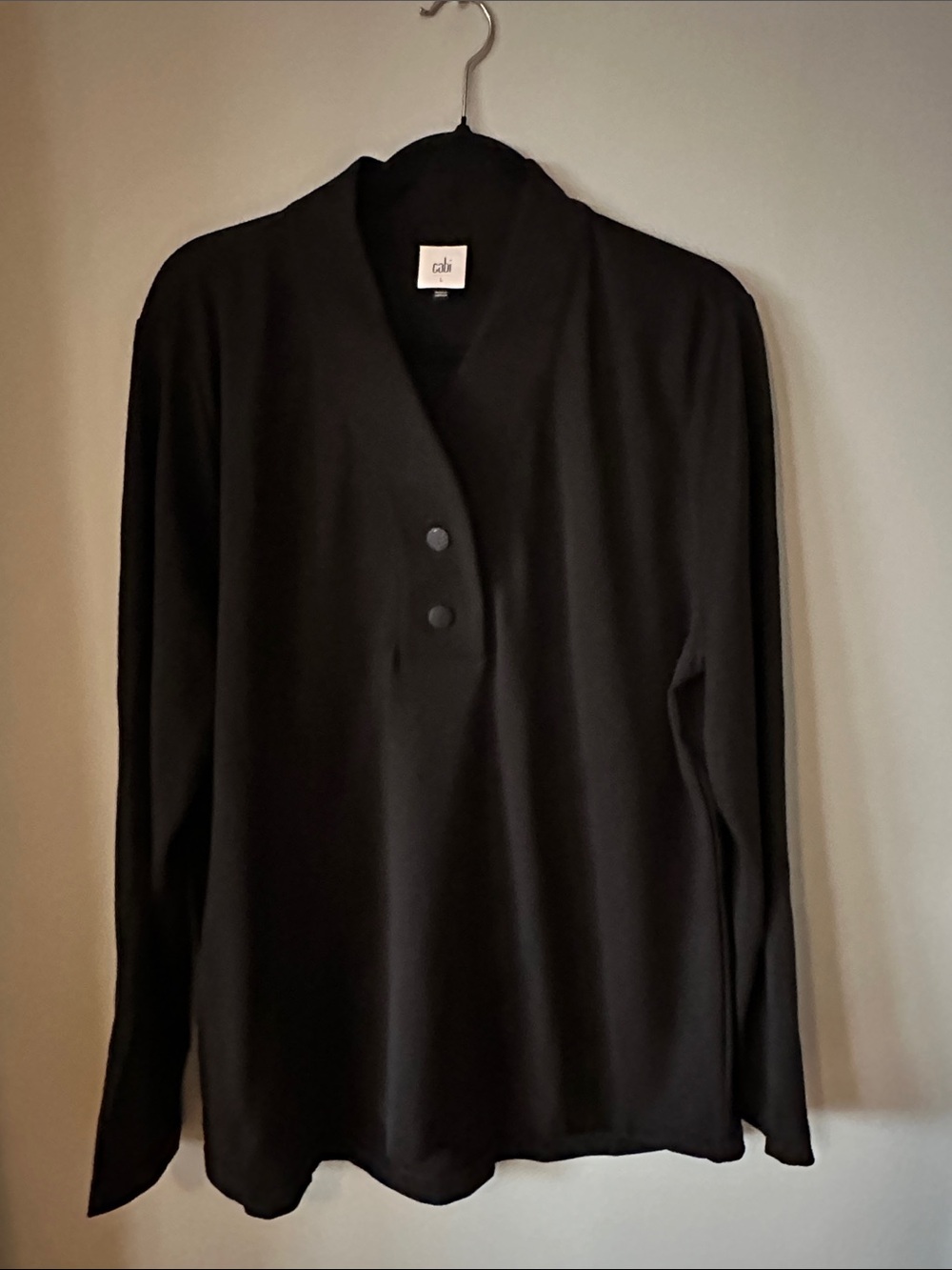 CAbi Black V-Neck Button Pullover